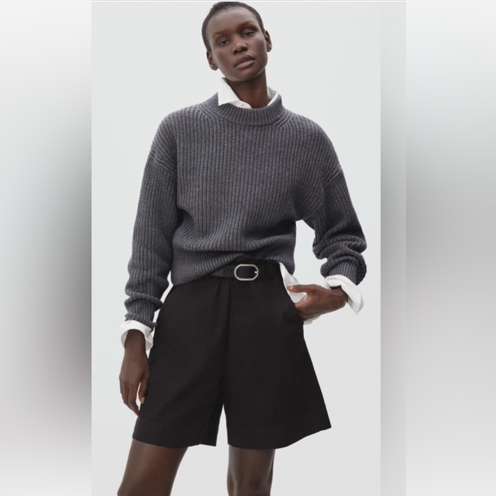 Everlane The Texture 100% Organic Cotton Textured Crewneck Sweater With Stripe S